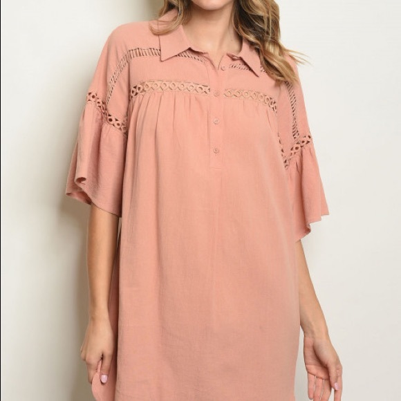 💕 Blush Crochet Detail Tunic Dress - Picture 2 of 6